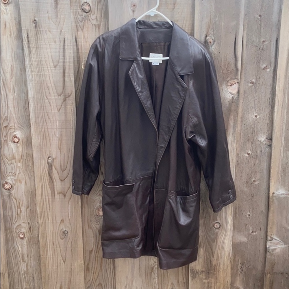 Brown Long leather jacket
